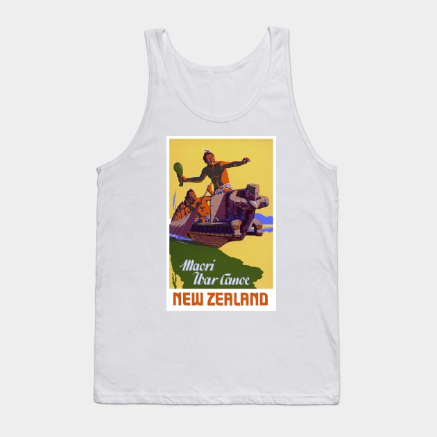 Vintage Travel Poster New Zealand Maori War Canoe Tank Top by vintagetreasure